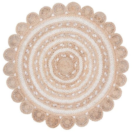 Safavieh 7 x 7 ft. Natural Fiber Hand Woven Round Area Rug; Ivory & Natural NF160B-7R